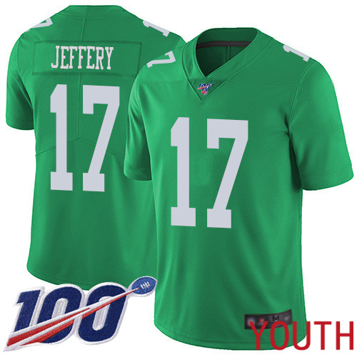 Youth Philadelphia Eagles #17 Alshon Jeffery Limited Green Rush Vapor Untouchable NFL Jersey 100th Season